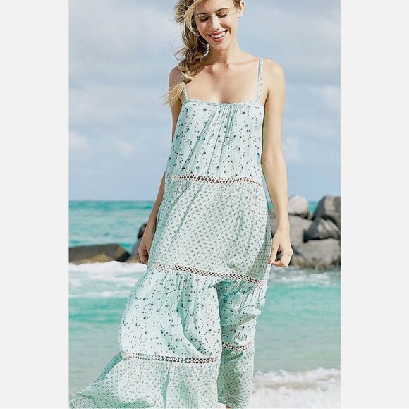 Debbie Katz Lily Beach Cover Up Maxi Dress in Aqua - Picture 3 of 4